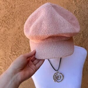 Pink crochet newsboy/ baker boy hat